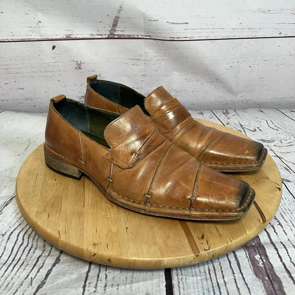 Sketchers Collection Italy‎ Shoes Mens Size 10.5 Brown Leather Slip On Loafers